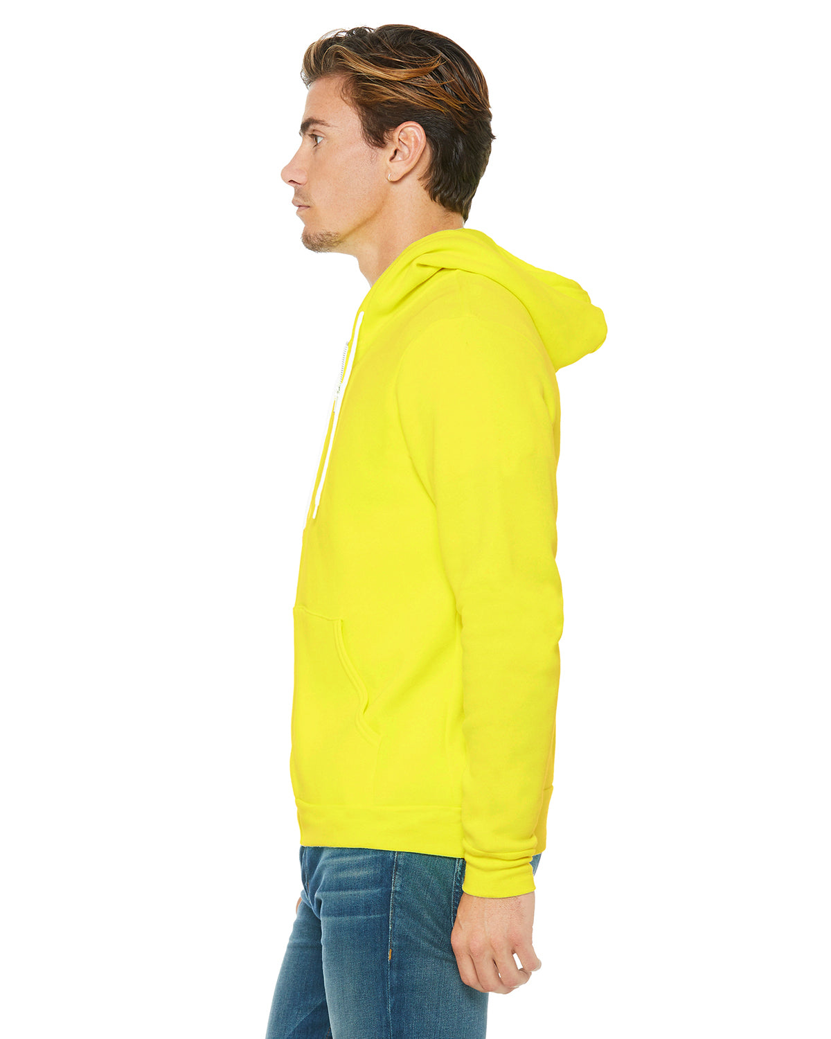 Unisex Poly-Cotton Sponge Fleece Full-Zip Hoodie - Neon Yellow