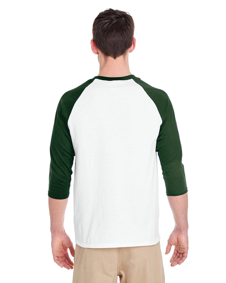 Unisex Heavy Cotton��� 3/4-Raglan Sleeve T-Shirt - White / Forest