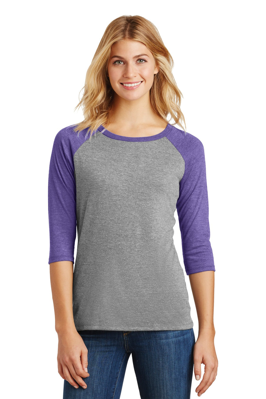 Women's Perfect Tri 3/4-Sleeve Raglan - Purple Fr / Gray French