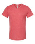 Unisex Poly-Rich V-Neck Tee - Heather Red