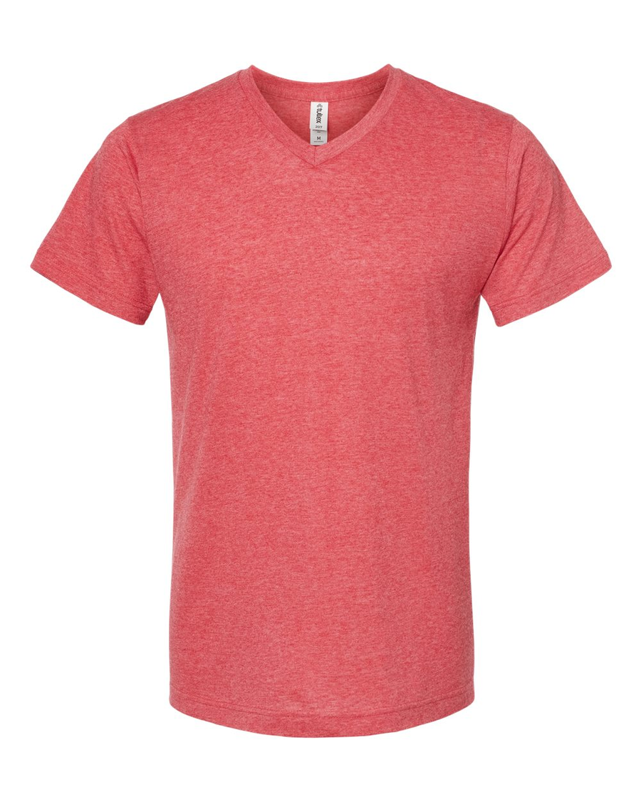 Unisex Poly-Rich V-Neck Tee - Heather Red