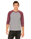Bella + Canvas 3200 - Unisex 3/4-Sleeve Baseball T-Shirt - Gray / Maroon Triblend