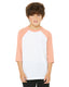 Bella + Canvas 3200Y - Youth 3/4-Sleeve Baseball T-Shirt - White / Heather Peach