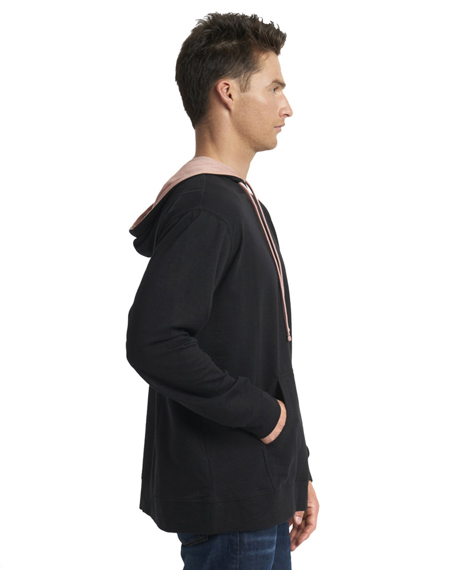 Unisex French Terry Pullover Hoodie - Black / Desrt Pink