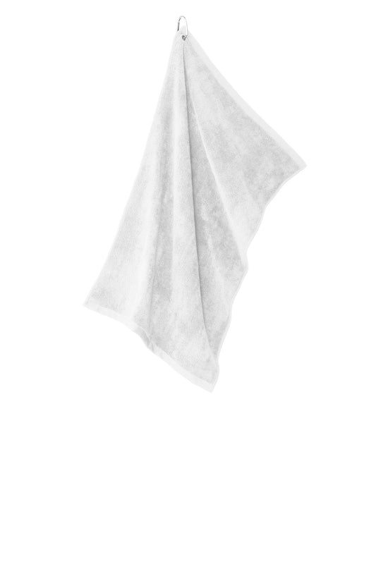 Grommeted Microfiber Golf Towel - White