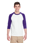 Unisex Heavy Cotton��� 3/4-Raglan Sleeve T-Shirt - White / Purple