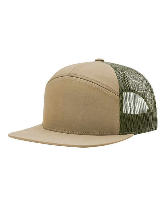 Seven-Panel Trucker Cap - Pale Khaki / Loden Green