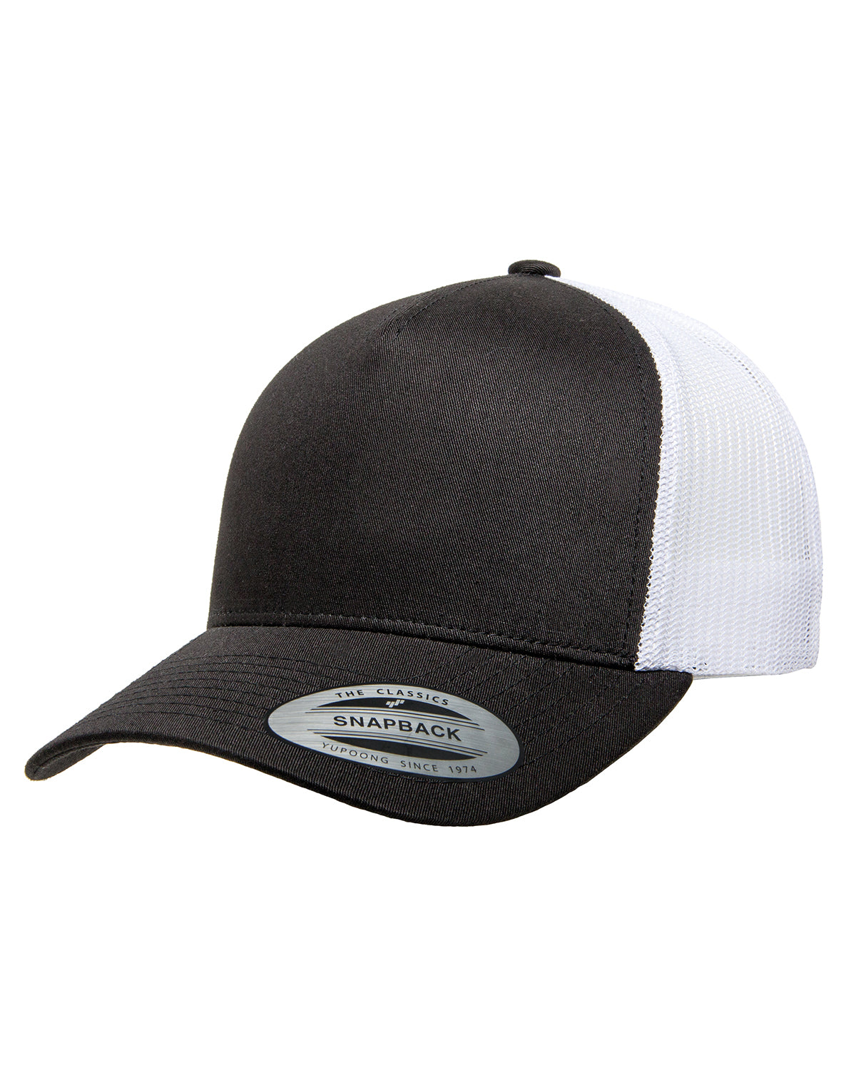 Unisex 5-Panel Retro Trucker Cap - Black / White