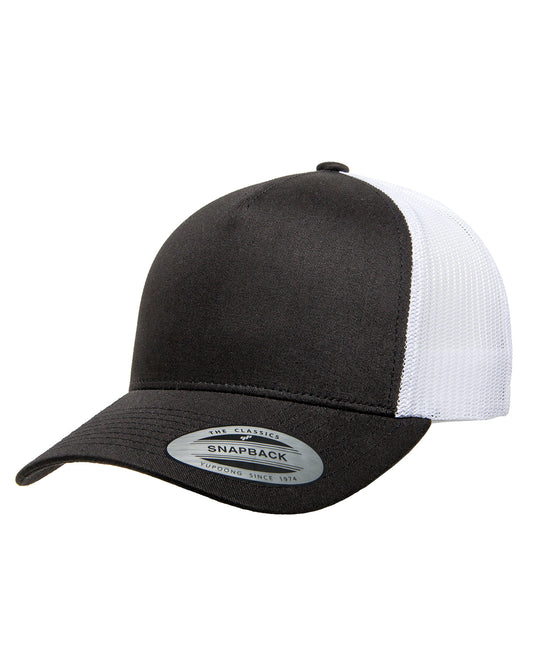 Unisex 5-Panel Retro Trucker Cap - Black / White