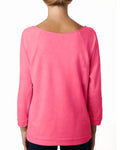 Women's French Terry 3/4-Sleeve Raglan - Neon Heather Pink