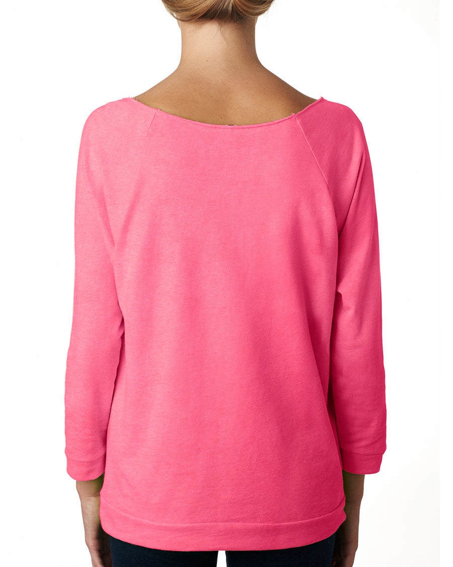 Women's French Terry 3/4-Sleeve Raglan - Neon Heather Pink