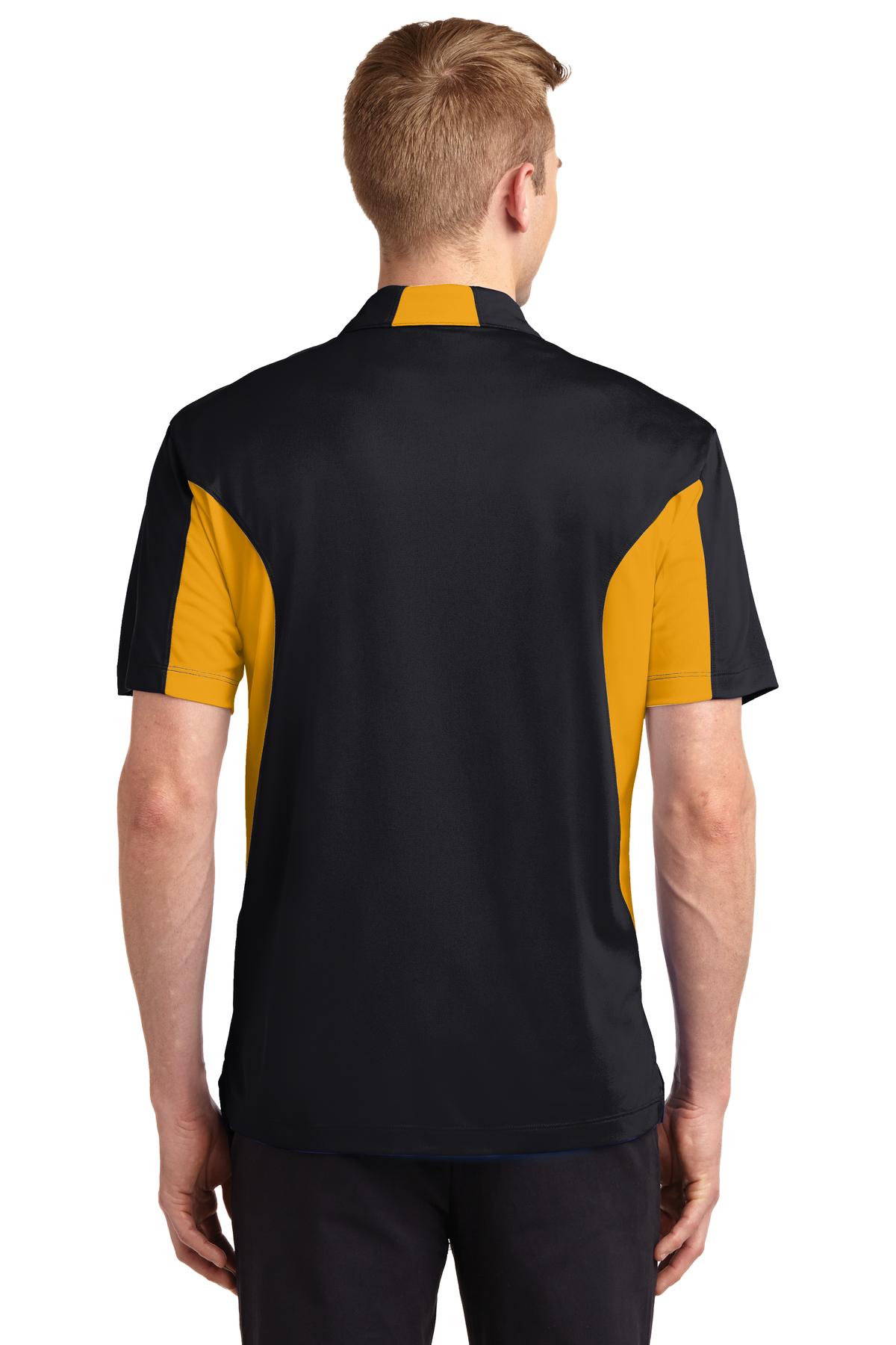 Men's Side Blocked Micropique Sport-Wick Polo - Black / Gold