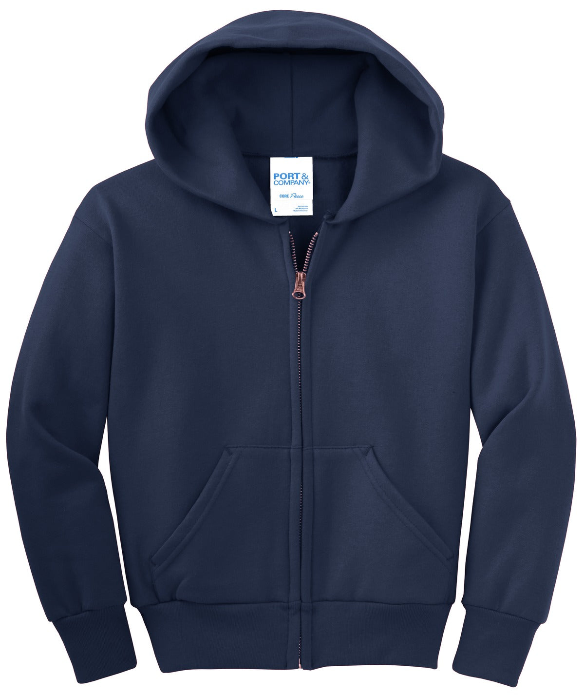Youth Core Fleece Full-Zip Hoodie - Navy
