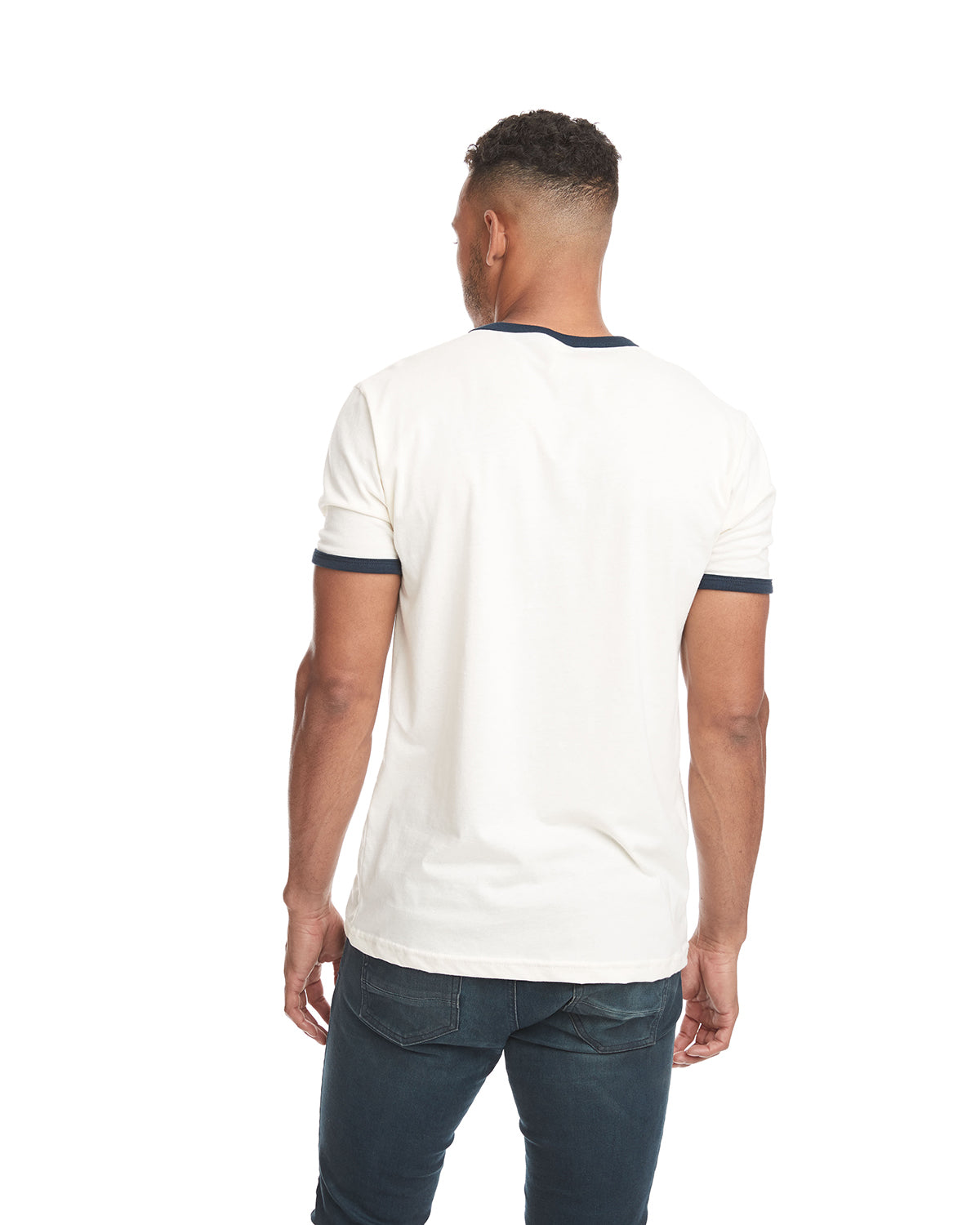 Unisex Ringer T-Shirt - Natural / Midnight Navy
