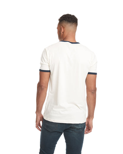 Unisex Ringer T-Shirt - Natural / Midnight Navy