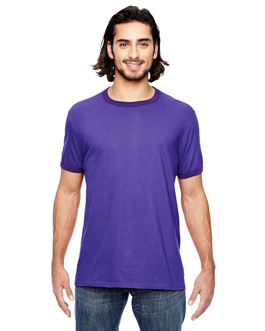 Unisex Lightweight Ringer T-Shirt - Heather Purple / Purple