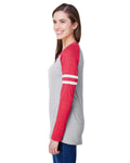 Women's Gameday Mash-Up Long Sleeve Fine Jersey T-Shirt - Vintage Heather / Vintage Red / W