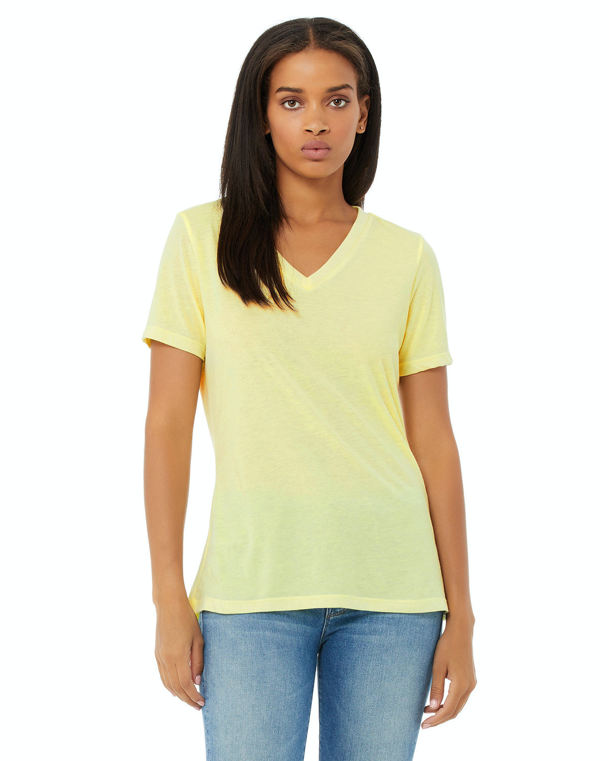 Women's Relaxed Jersey V-Neck T-Shirt - Pale Yellow Triblend