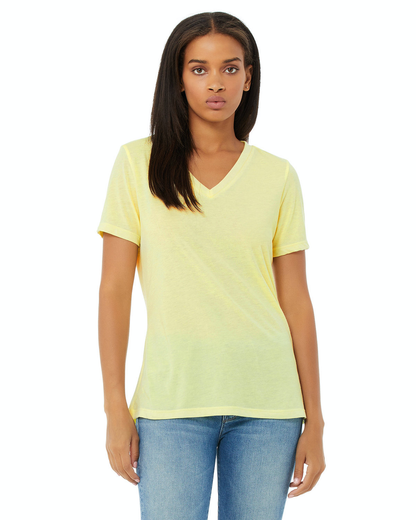 Women's Relaxed Jersey V-Neck T-Shirt - Pale Yellow Triblend