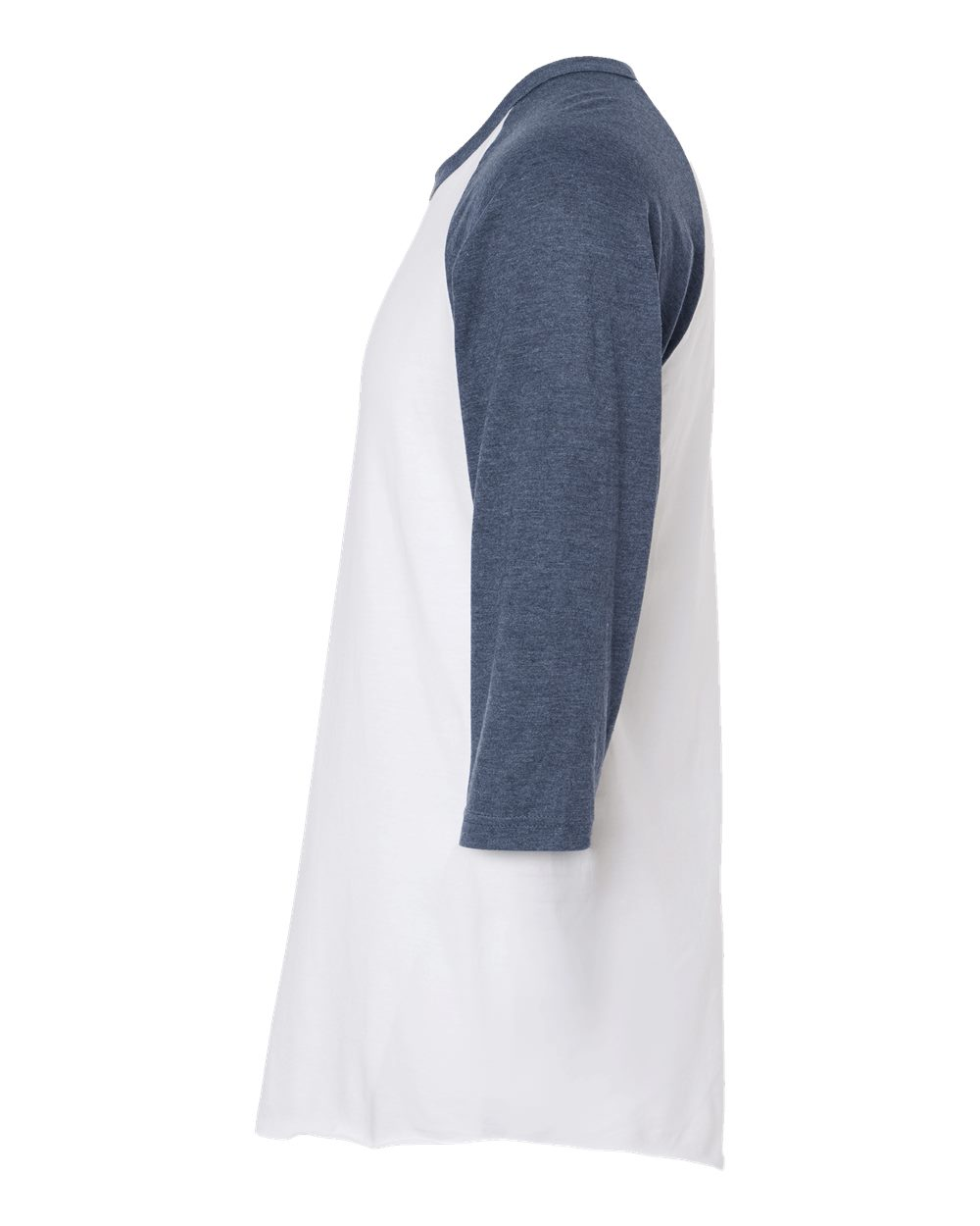 Unisex Fine Jersey Raglan Tee - White / Heather Denim