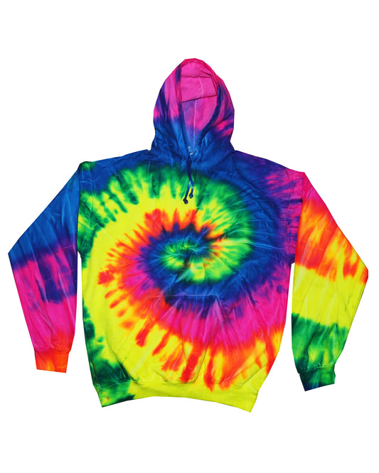 Youth Tie-Dyed Pullover Hoodie - Neon Rainbow