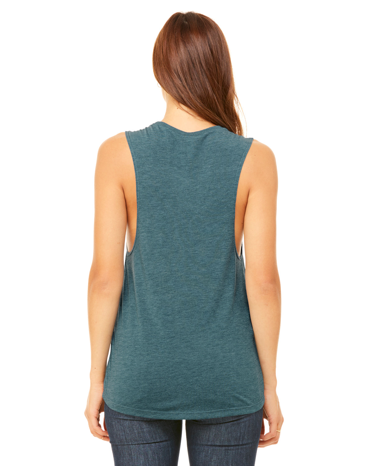 Women's Flowy Scoop Muscle Tank - Heather Deep Teal