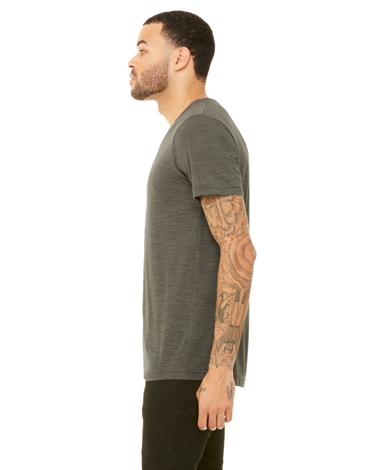 Unisex Poly-Cotton Short-Sleeve T-Shirt - Olive Slub