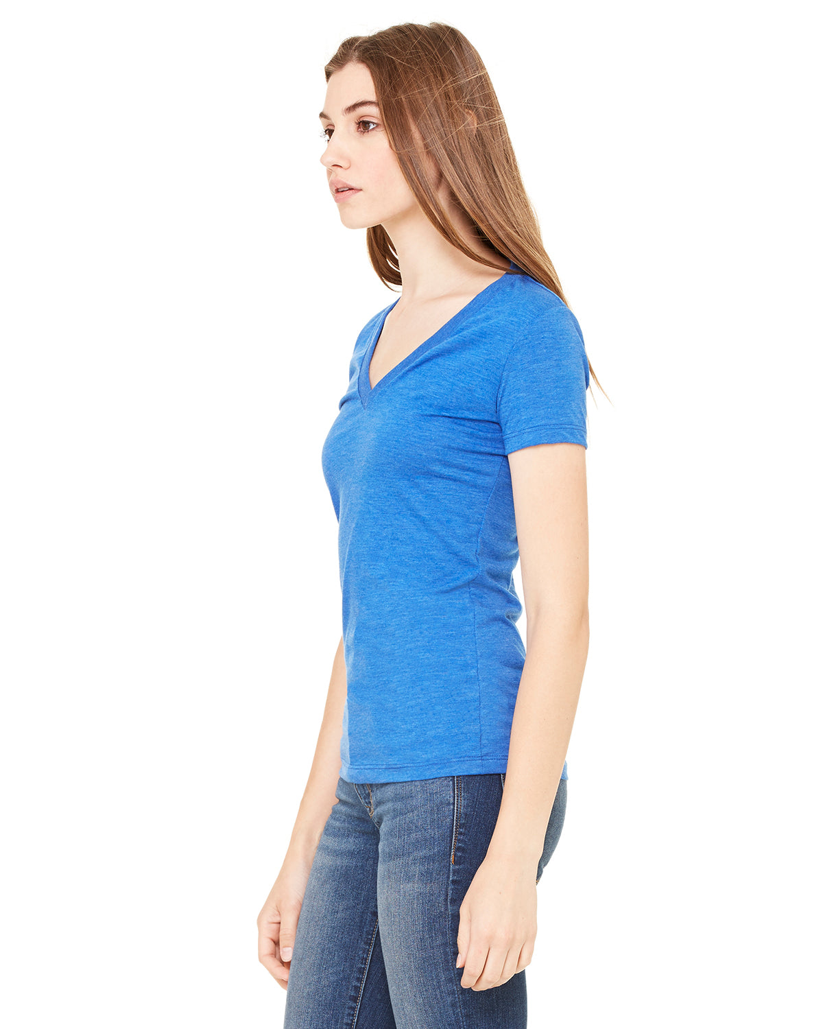 Women's Triblend Short-Sleeve Deep V-Neck T-Shirt - True Royal Triblend