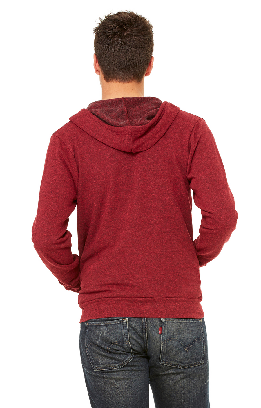 Unisex Triblend Sponge Fleece Full-Zip Hoodie - Cardinal Triblend