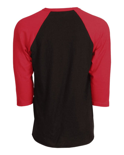 Unisex Fine Jersey Raglan Tee - Black/ Red
