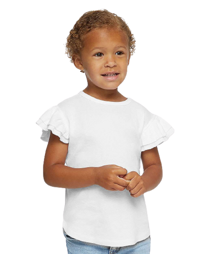 Toddler Flutter Sleeve T-Shirt - White