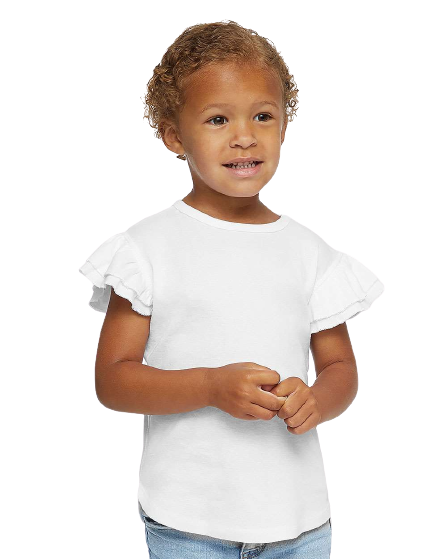 Toddler Flutter Sleeve T-Shirt - White