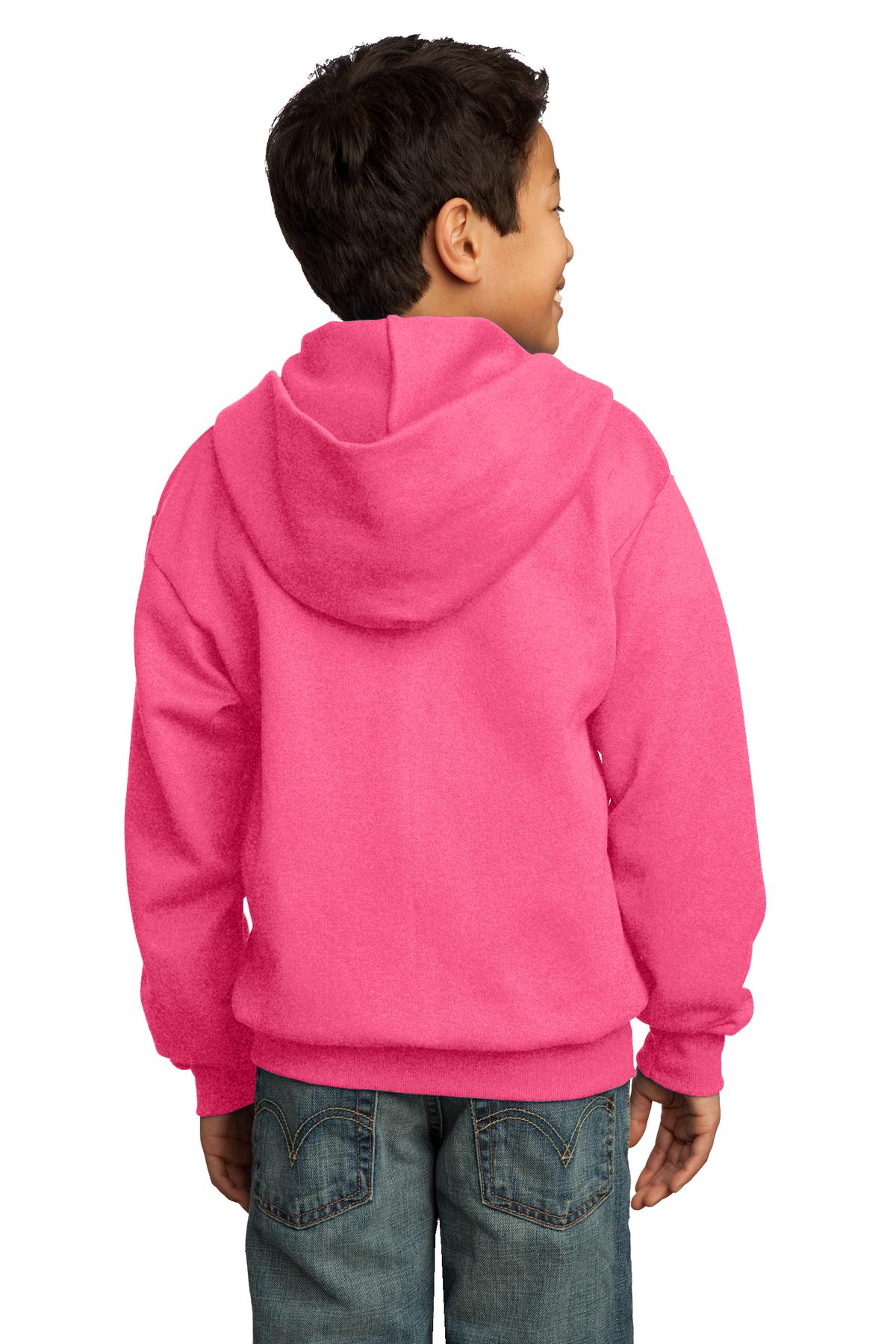 Youth Core Fleece Full-Zip Hoodie - Neon Pink