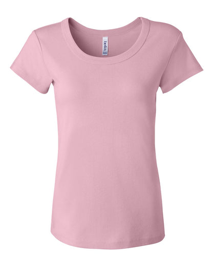 Women's Baby Rib Scoopneck Tee - Pink