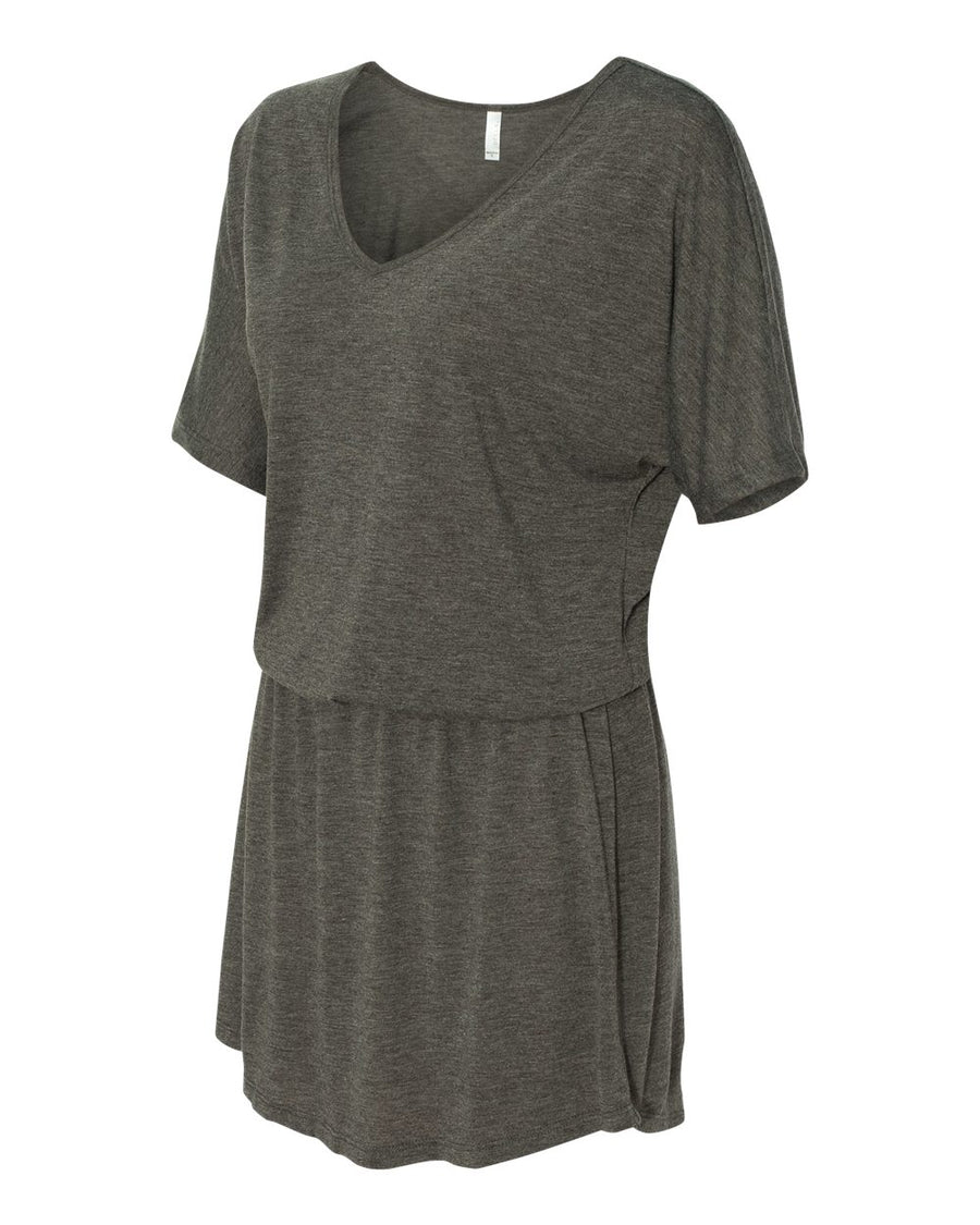 Women's Flowy V-Neck Dress - Heather Dark Gray