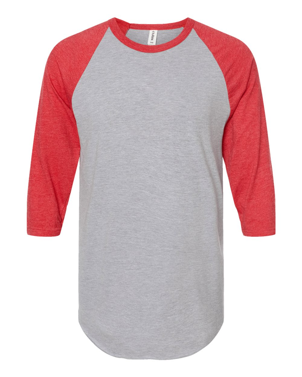 Unisex Fine Jersey Raglan Tee - Heather Gray / Heather Red