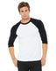 Bella + Canvas 3200 - Unisex 3/4-Sleeve Baseball T-Shirt - White / Black