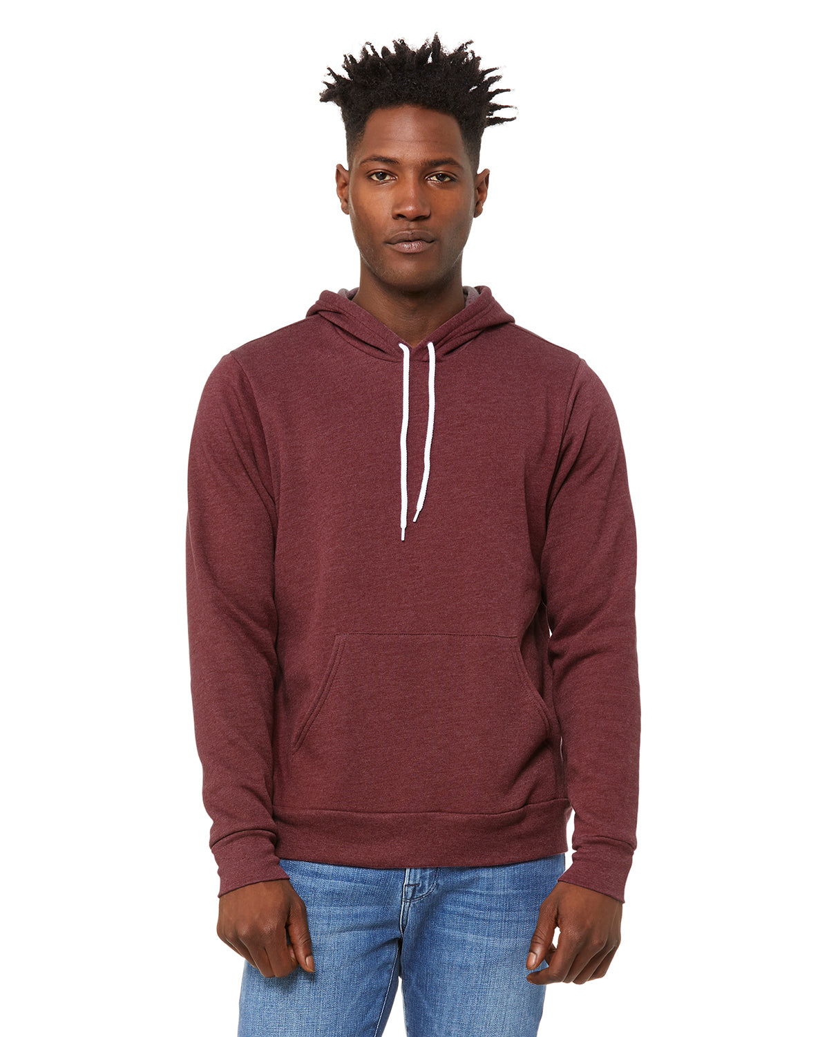 Unisex Sponge Fleece Pullover Hoodie - Heather Maroon