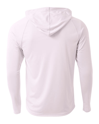 A4 Unisex Cooling Long Sleeve Hooded Tee - White