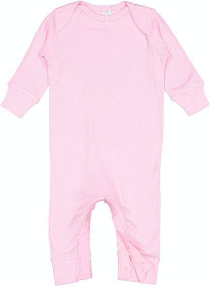 Infant Long-Sleeve Baby Rib Coverall - Pink