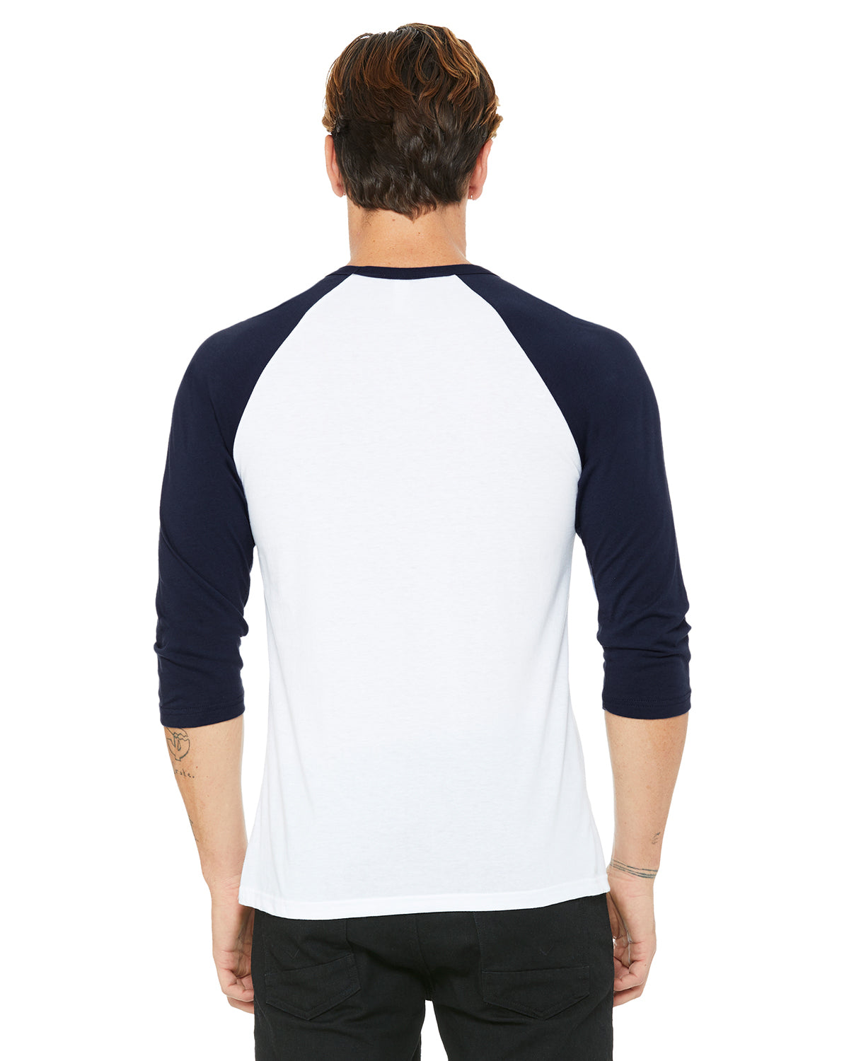 Unisex 3/4-Sleeve Baseball T-Shirt - White / Navy