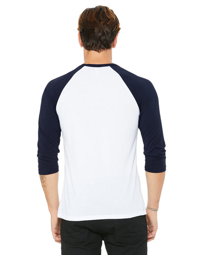 Unisex 3/4-Sleeve Baseball T-Shirt - White / Navy