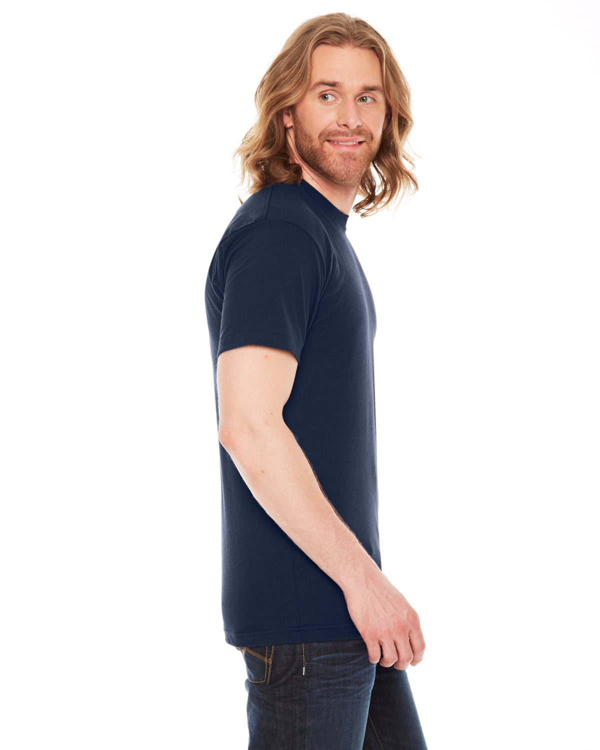 Unisex Poly-Cotton USA Made Crewneck T-Shirt - Navy