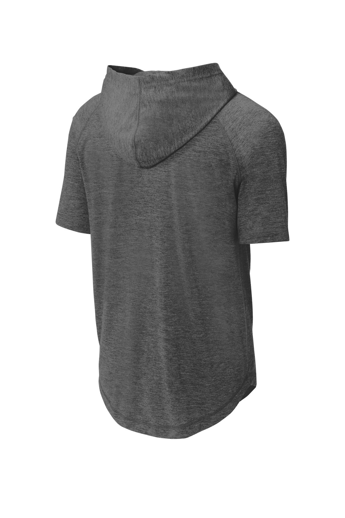 Unisex PosiCharge Tri-Blend Wicking Short Sleeve Hoodie - Dark Gray Heather