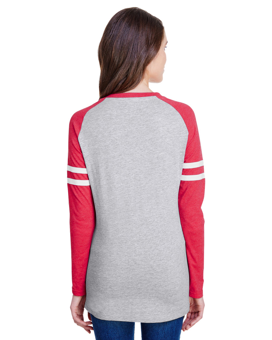 Women's Gameday Mash-Up Long Sleeve Fine Jersey T-Shirt - Vintage Heather / Vintage Red / W