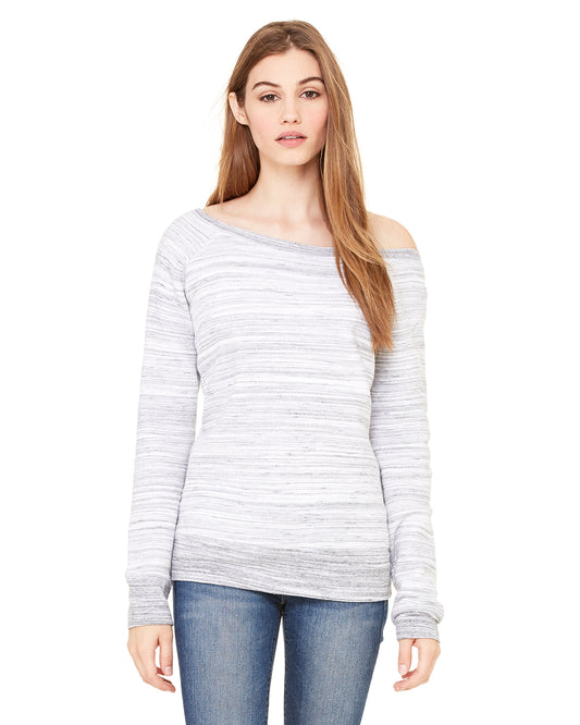 Women's Sponge Fleece Wide Neck Sweatshirt - Light Gray Marble