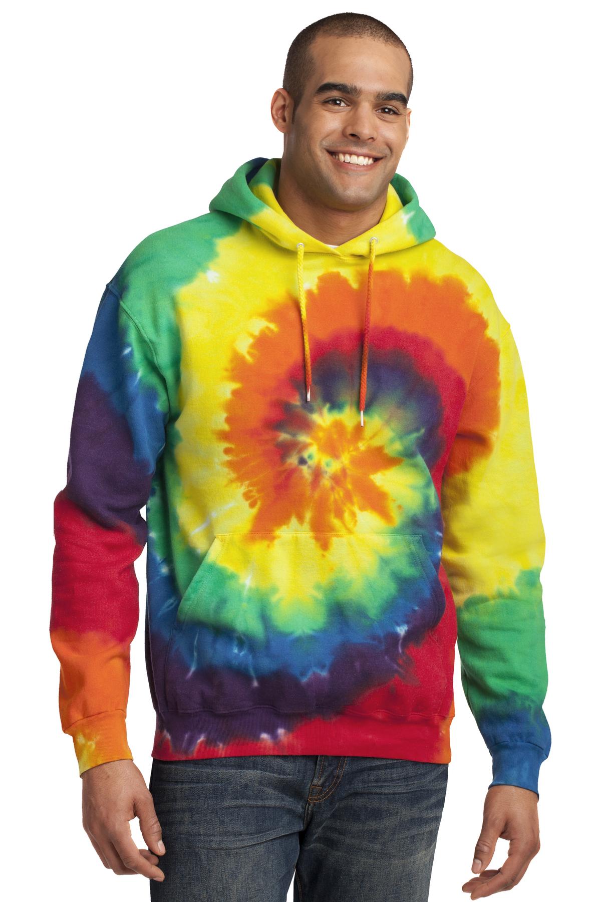 Unisex Tie-Dye Pullover Hoodie - Rainbow