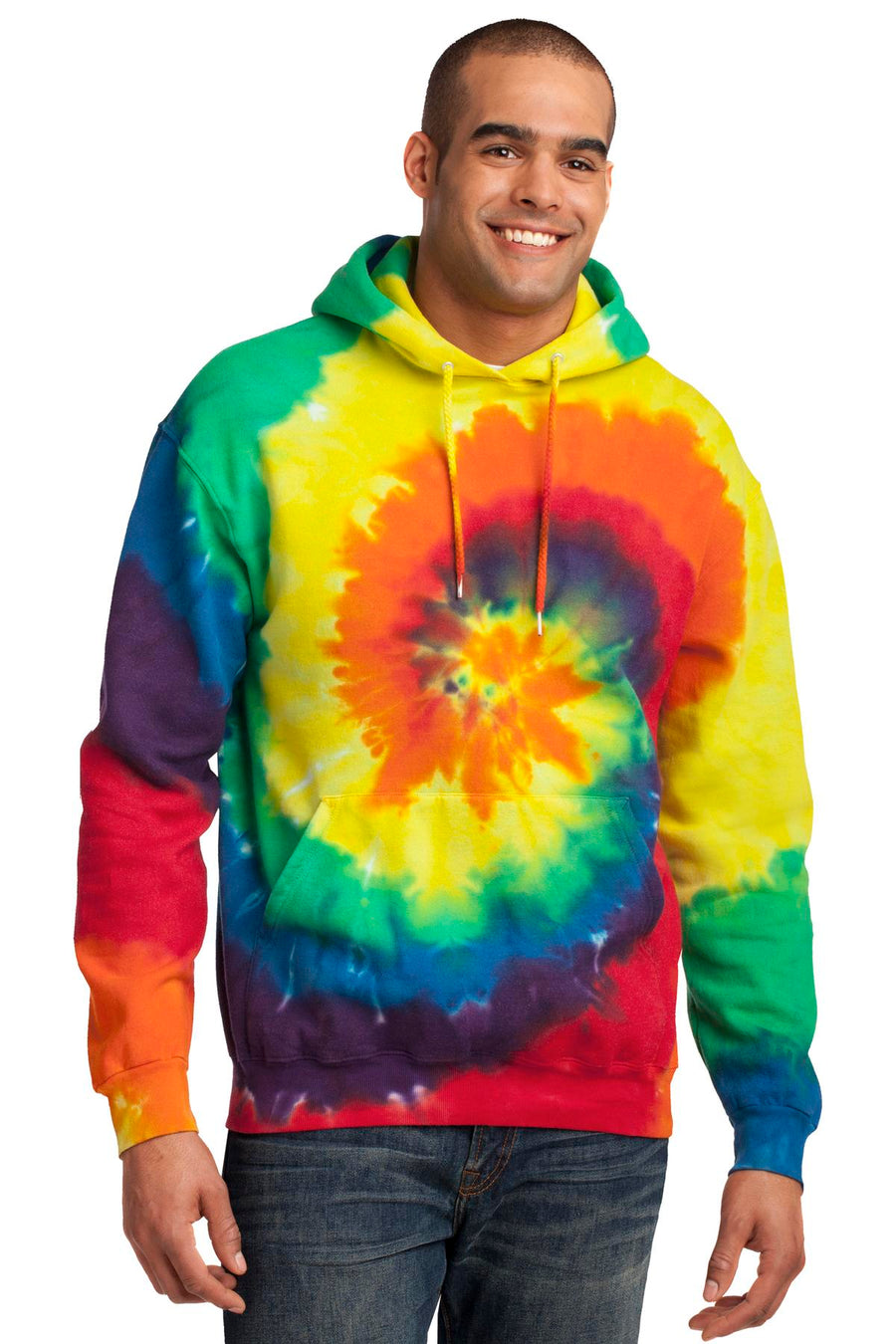 Unisex Tie-Dye Pullover Hoodie - Rainbow