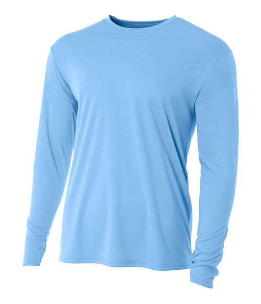 Youth Long Sleeve Cooling Performance Crew Shirt - Light Blue