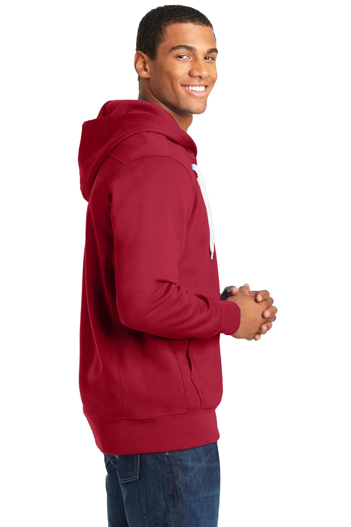 Lace Up Pullover Hoodie - Deep Red